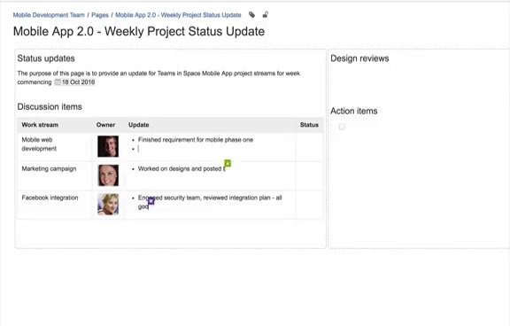 Collaborative editing in Confluence
