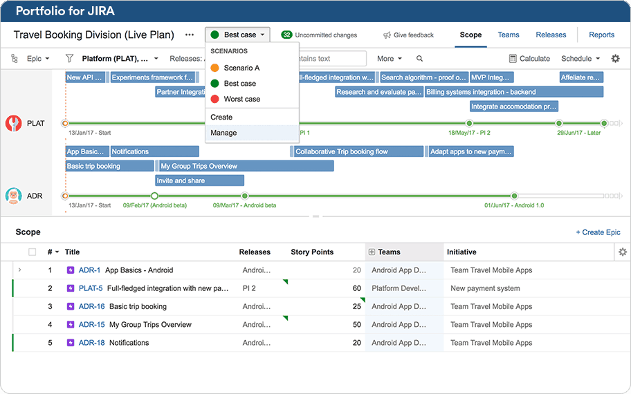 Planification de scénarios Portfolio for Jira
